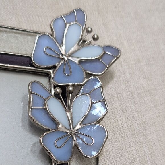 Gallery Stained Glass Blue Butterfly Picture Frame 3.5" X 5" Photo Opening - Picture 3 of 12